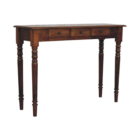 Console a 3 Cassetti con Gambe Tornite Finitura Castagno