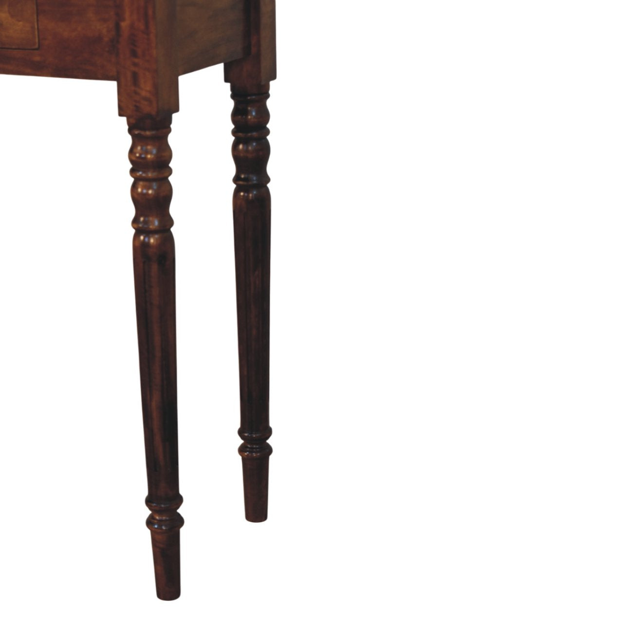 Turned Legs 3 Drawer Chestnut Console
