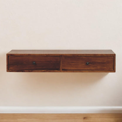 Lunar 2 Drawer Chestnut Wall Mounted Console