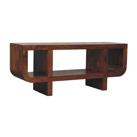 Orion Mobile TV Curvo in Legno di Mango Finitura Castagno
