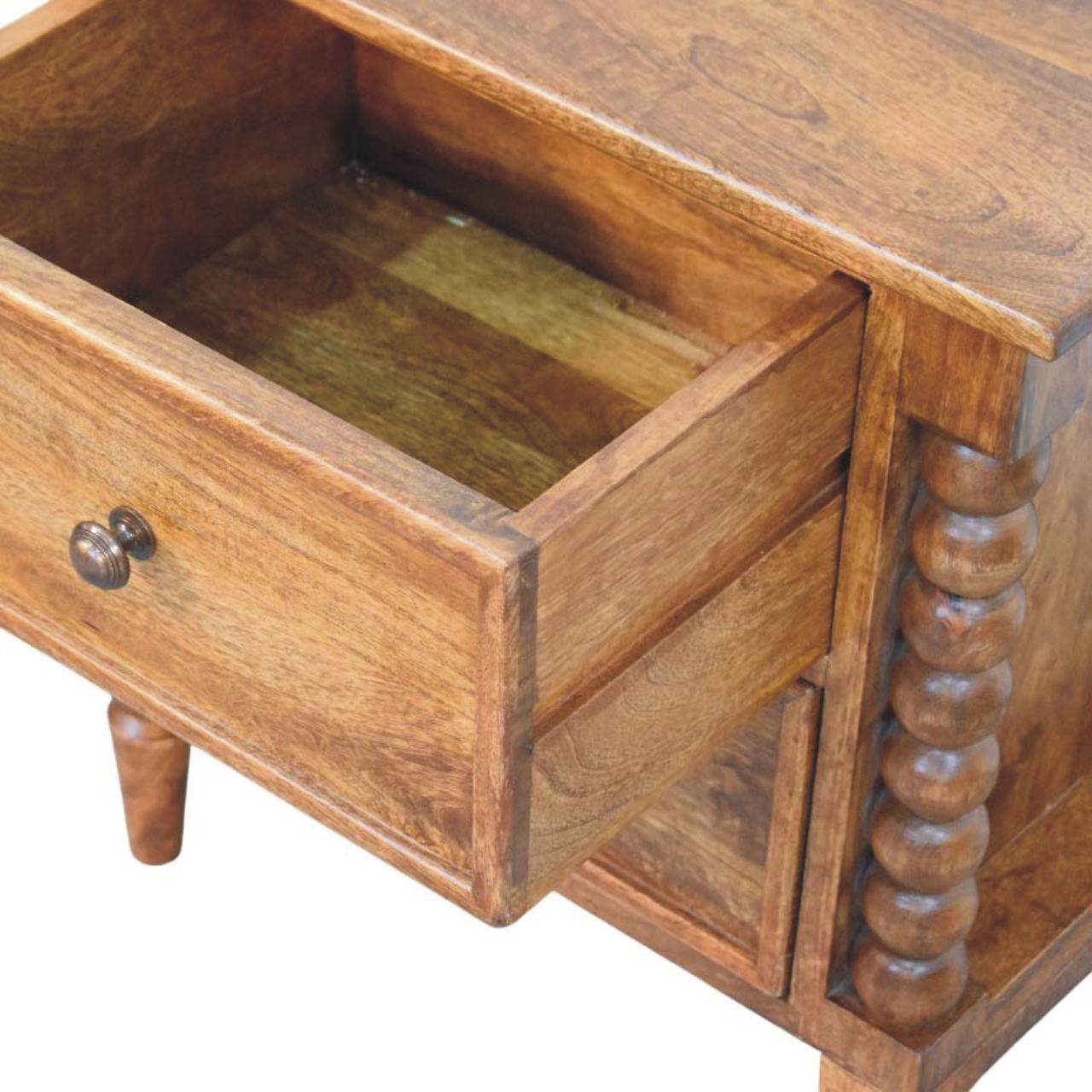 Spindle Leg Amber Oak Nightstand
