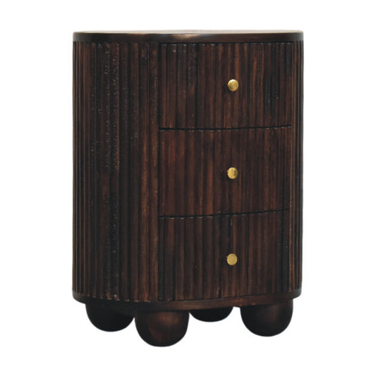 Comodino Curvo Scanalato a 3 Cassetti