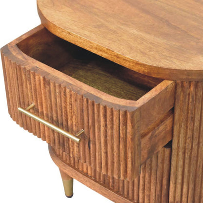 Comodino Rigato con Dettagli in Ottone