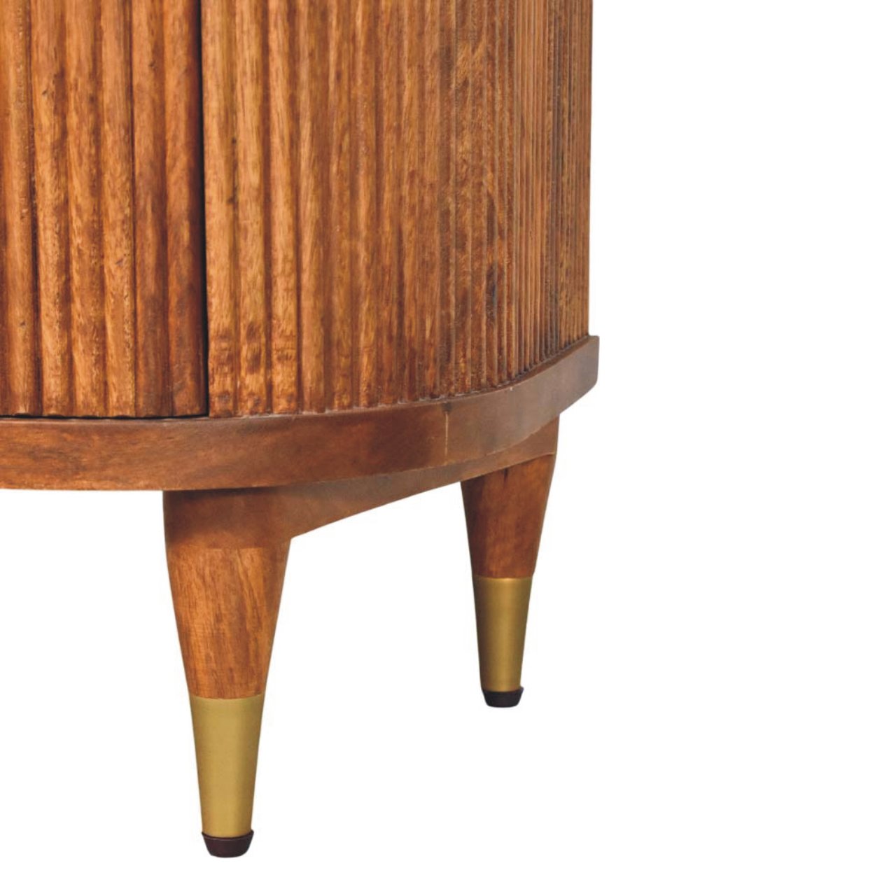 Comodino Rigato con Dettagli in Ottone