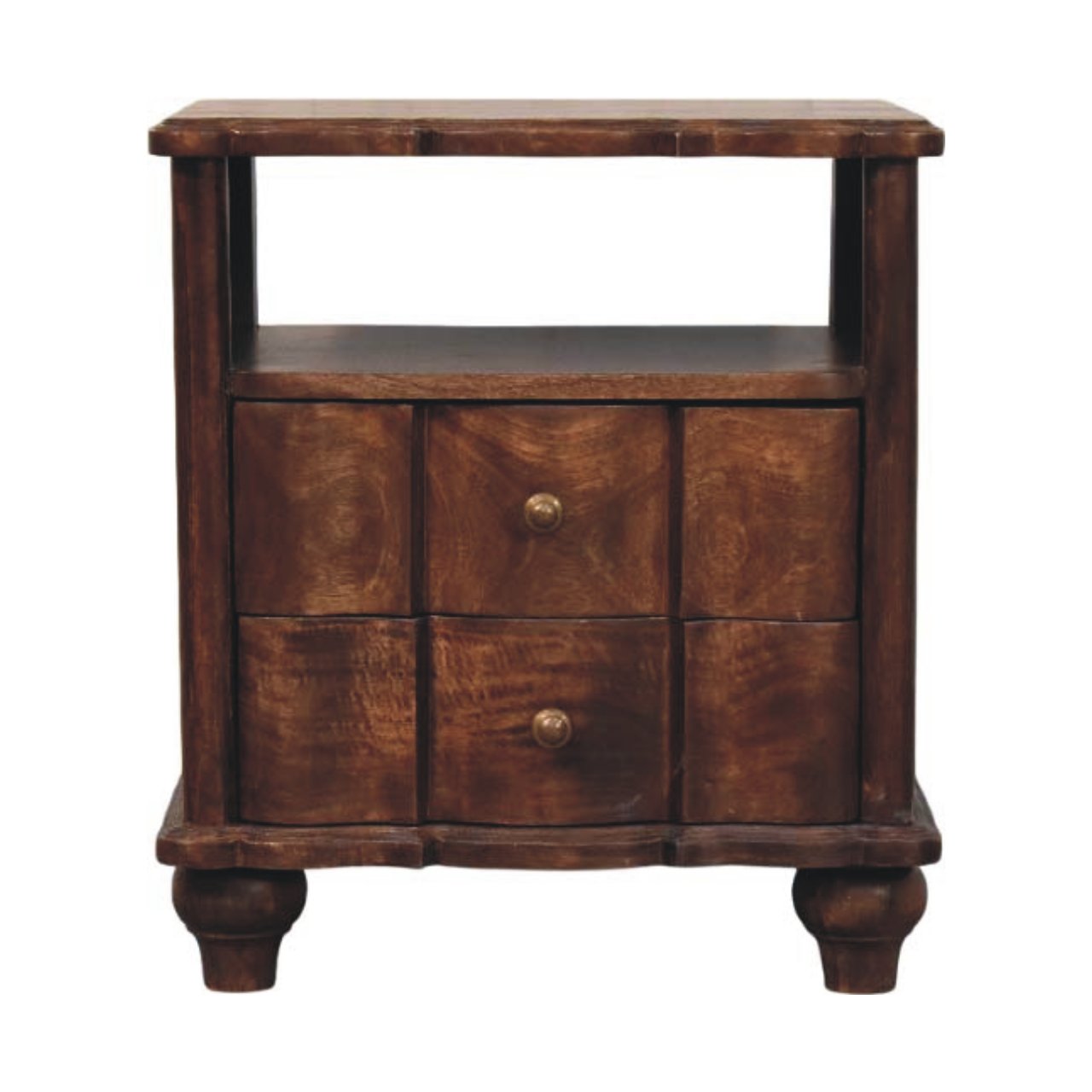 2-Drawer Bedside with Open Shelf