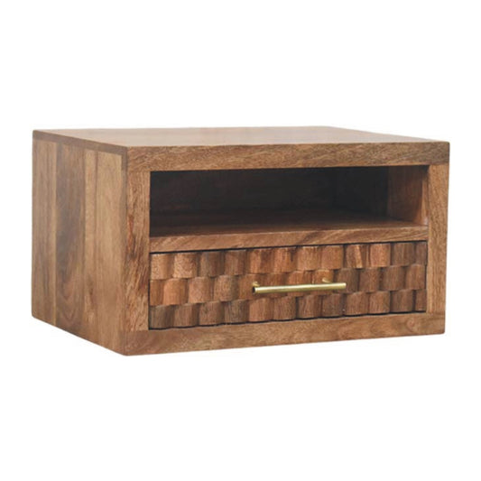 Comodino da Parete Arno in Teak Dorato