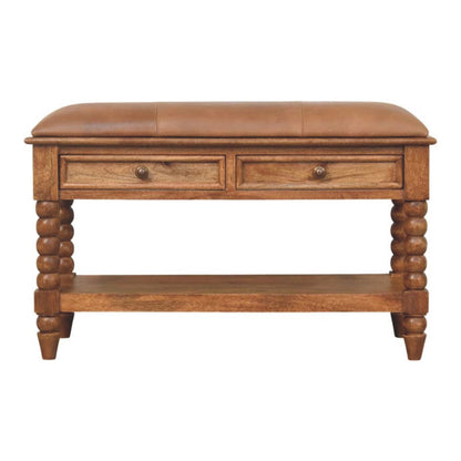 Leather Spindle Bench