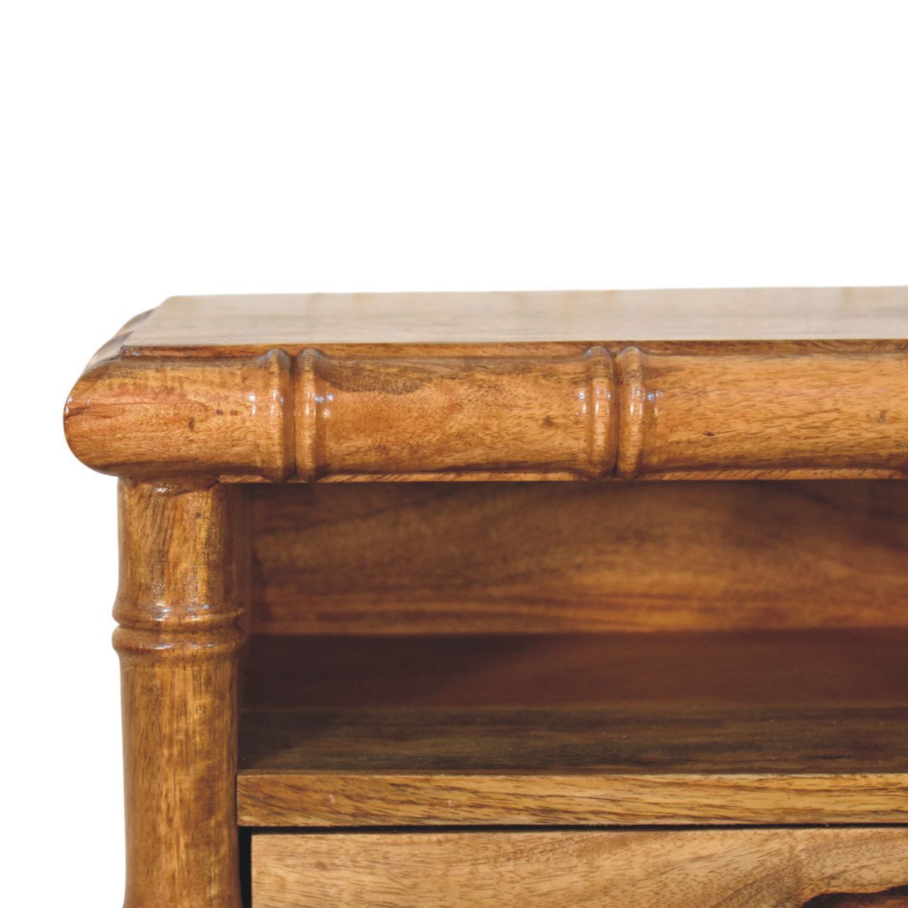 Table de Chevet Ouverte Bamboo en Finition Chêne Ambré