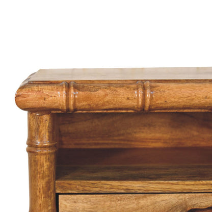 Table de Chevet Ouverte Bamboo en Finition Chêne Ambré