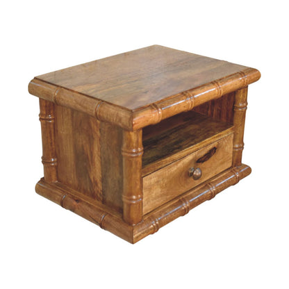 Table de Chevet Ouverte Bamboo en Finition Chêne Ambré