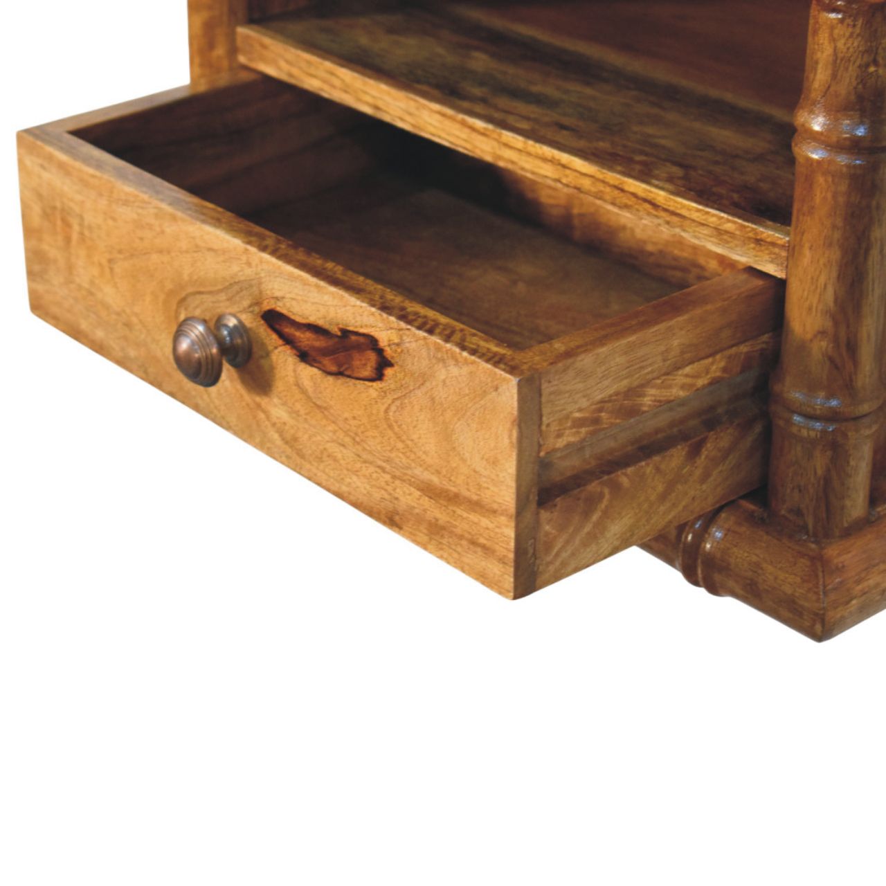 Table de Chevet Ouverte Bamboo en Finition Chêne Ambré