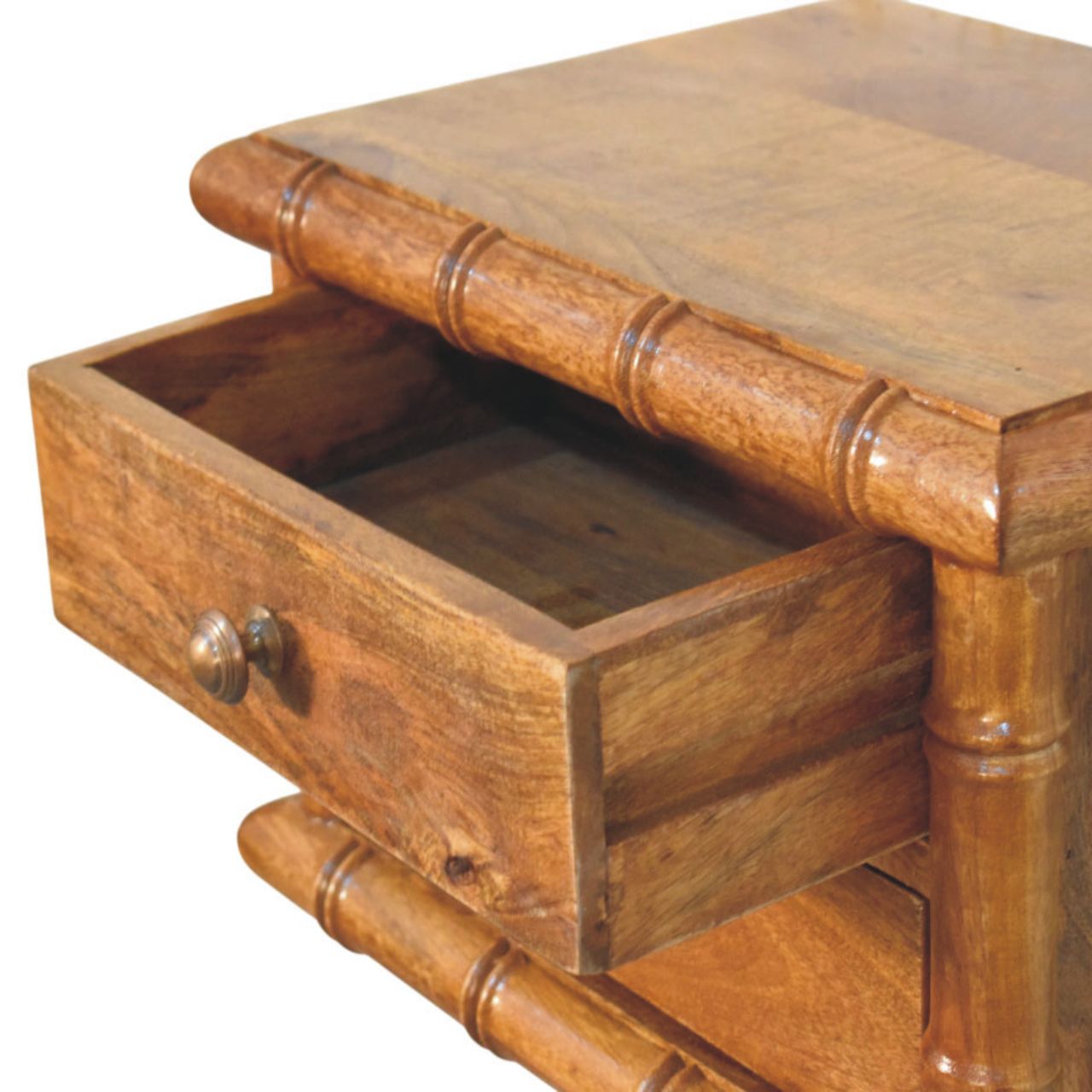 Table de Chevet Bamboo en Finition Chêne Ambré