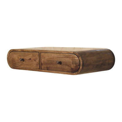 Wandmontierte Konsole mit abgerundeten Kanten und 2 Schubladen
