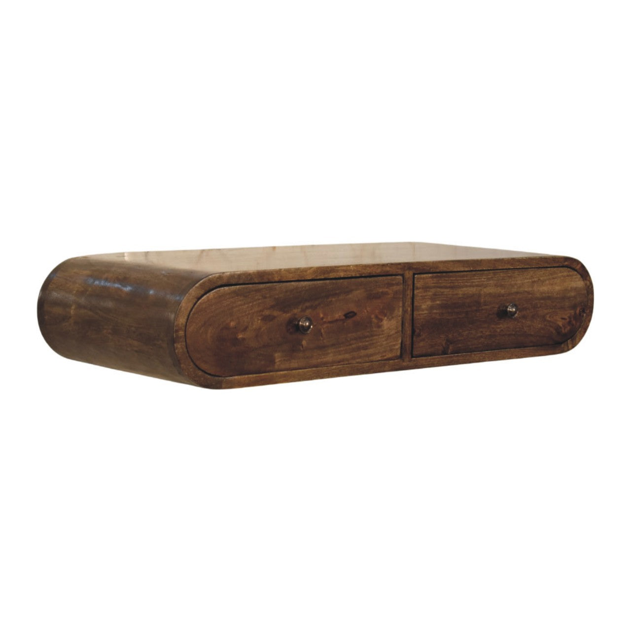 Wandmontierte Konsole mit abgerundeten Kanten und 2 Schubladen