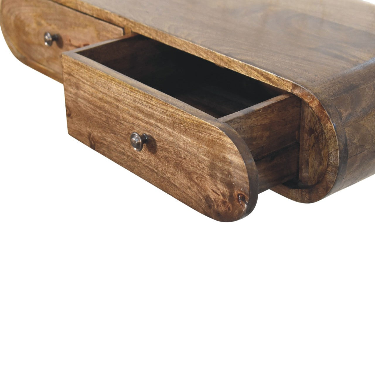 Wandmontierte Konsole mit abgerundeten Kanten und 2 Schubladen