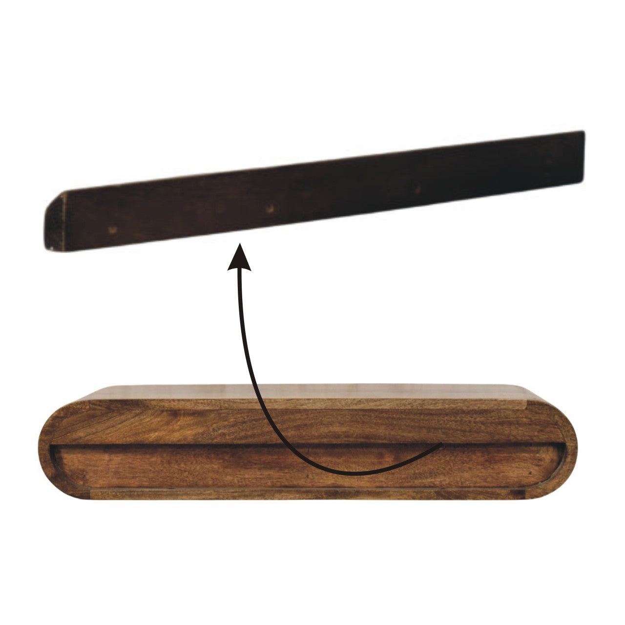 Wandmontierte Konsole mit abgerundeten Kanten und 2 Schubladen