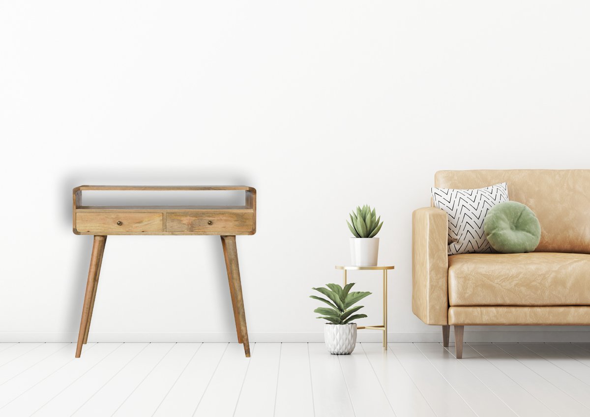 Mesa Console Curva em Carvalho