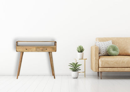 Mesa Console Curva em Carvalho