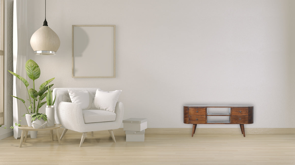 Mueble de Entretenimiento Redondeado en Castaño