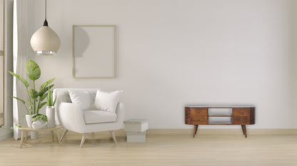 Mueble de Entretenimiento Redondeado en Castaño