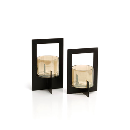The Hurricane Framed Candle Holder - Black - L