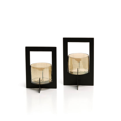 The Hurricane Framed Candle Holder - Black - M