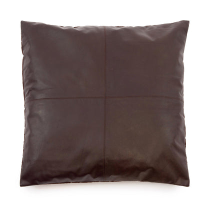 Four-Panel Leather Cushion Cover - Chocolate - 60x60