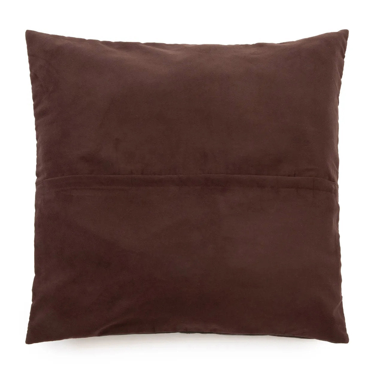 Four-Panel Leather Cushion Cover - Chocolate - 60x60