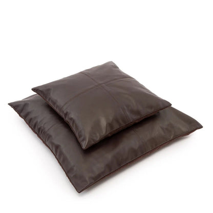 Four-Panel Leather Cushion Cover - Chocolate - 60x60