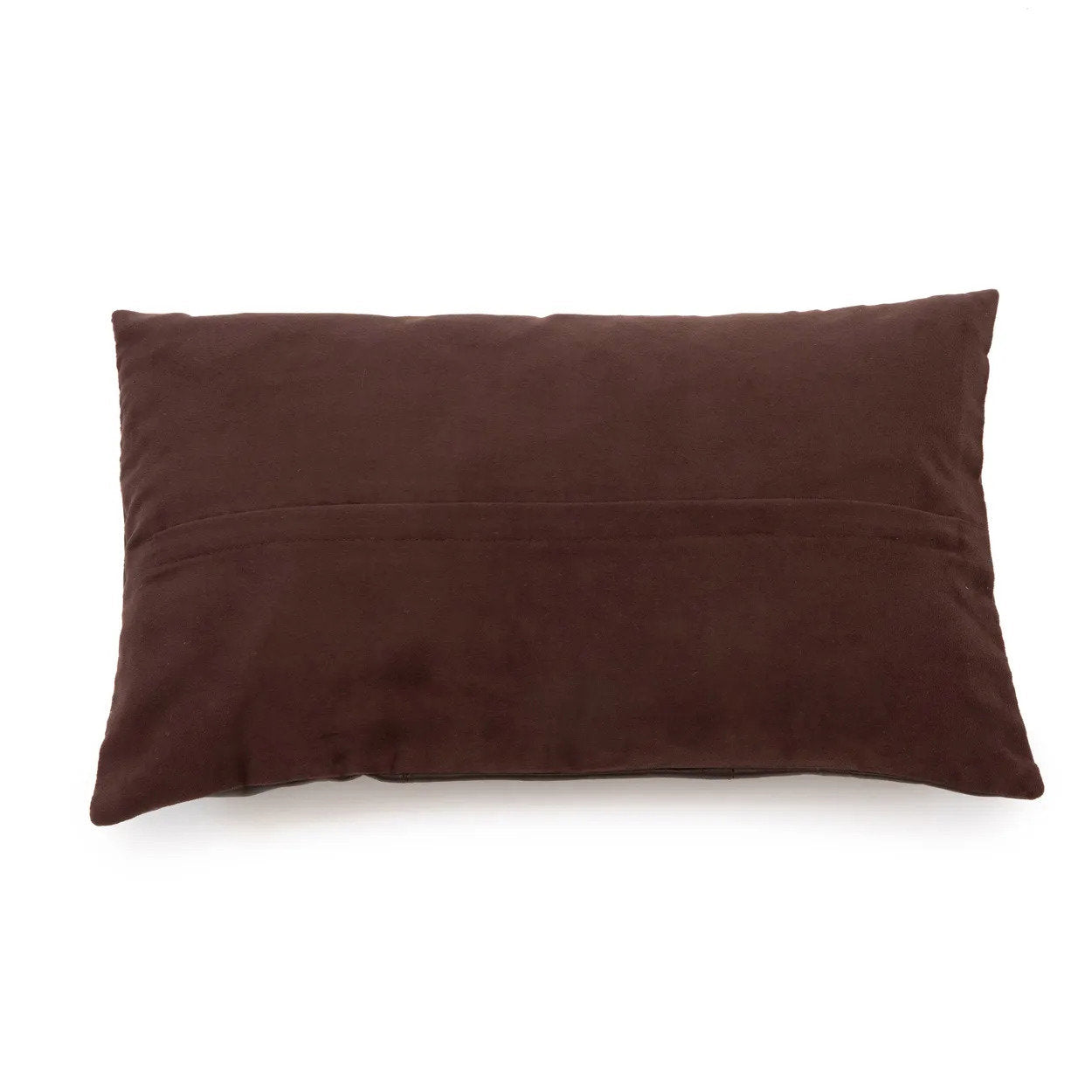 Six-Panel Leather Cushion Cover - Chocolate - 30x50