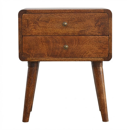 Curved Chestnut Bedside