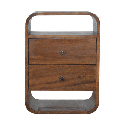 Chestnut Curve 2 Drawer Bedside