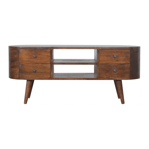 Mueble de Entretenimiento Redondeado en Castaño
