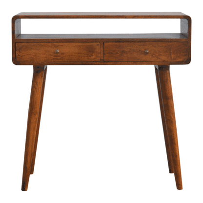 Mesa Consola Curva en Acabado Castaño