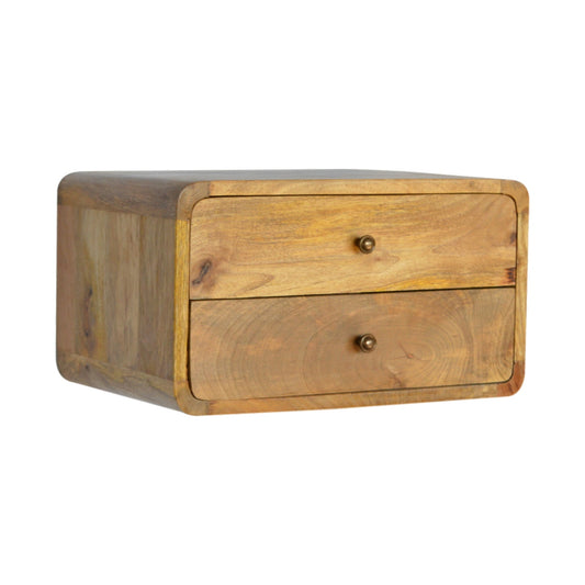 Comodino Flottante 2 Cassetti Finitura Rovere