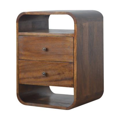 Chestnut Curve Nachttisch mit 2 Schubladen