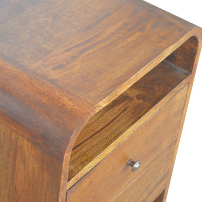 Chestnut Curve Nachttisch mit 2 Schubladen