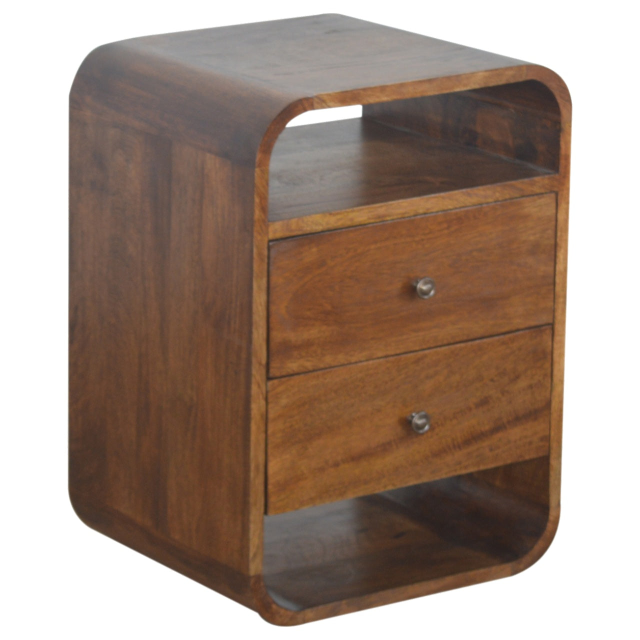 Chestnut Curve Nachttisch mit 2 Schubladen