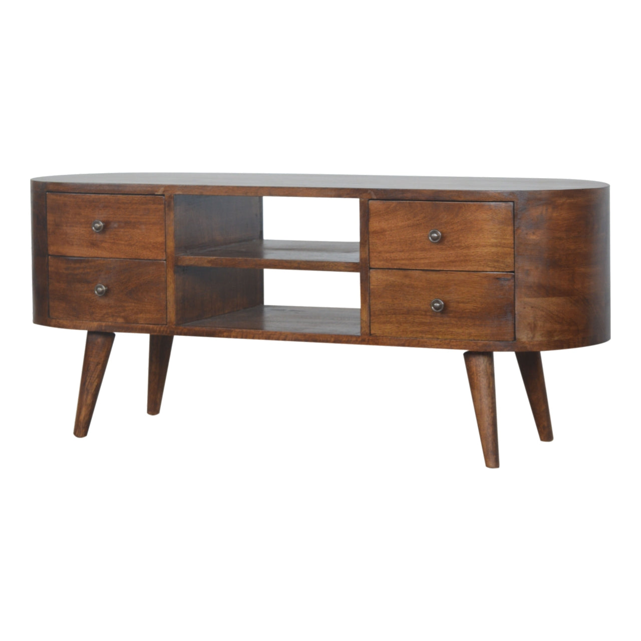 Mueble de Entretenimiento Redondeado en Castaño