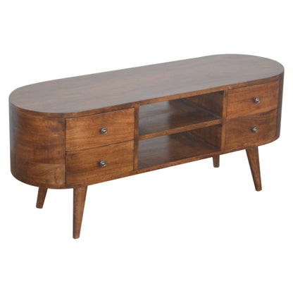Mueble de Entretenimiento Redondeado en Castaño