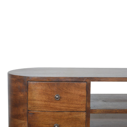 Mueble de Entretenimiento Redondeado en Castaño