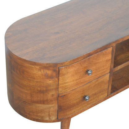 Mueble de Entretenimiento Redondeado en Castaño