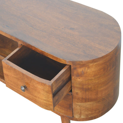 Mueble de Entretenimiento Redondeado en Castaño