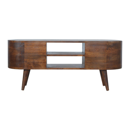 Mueble de Entretenimiento Redondeado en Castaño
