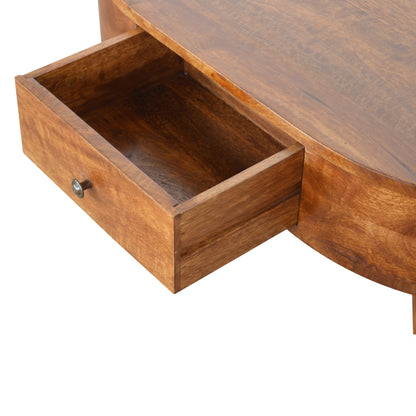 Mesa de Centro Redondeada en Acabado Castaño