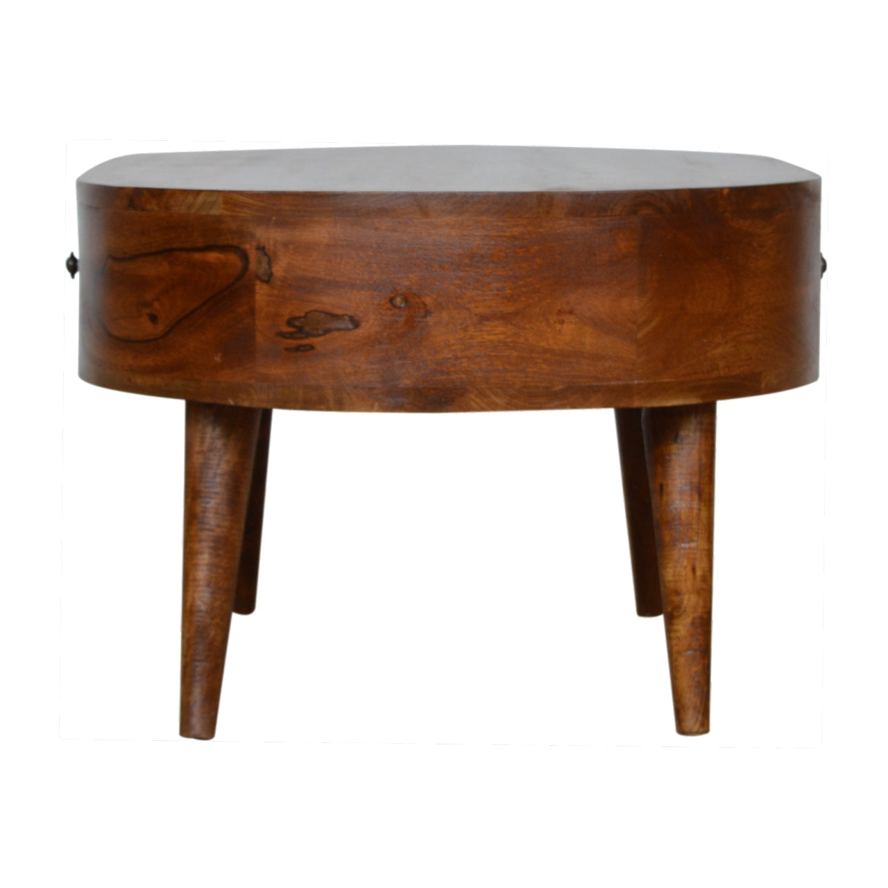 Mesa de Centro Redondeada en Acabado Castaño